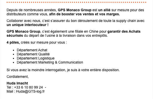 Message de présentation de GPS GROUP