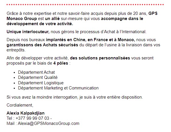 Message de GPS Monaco Group